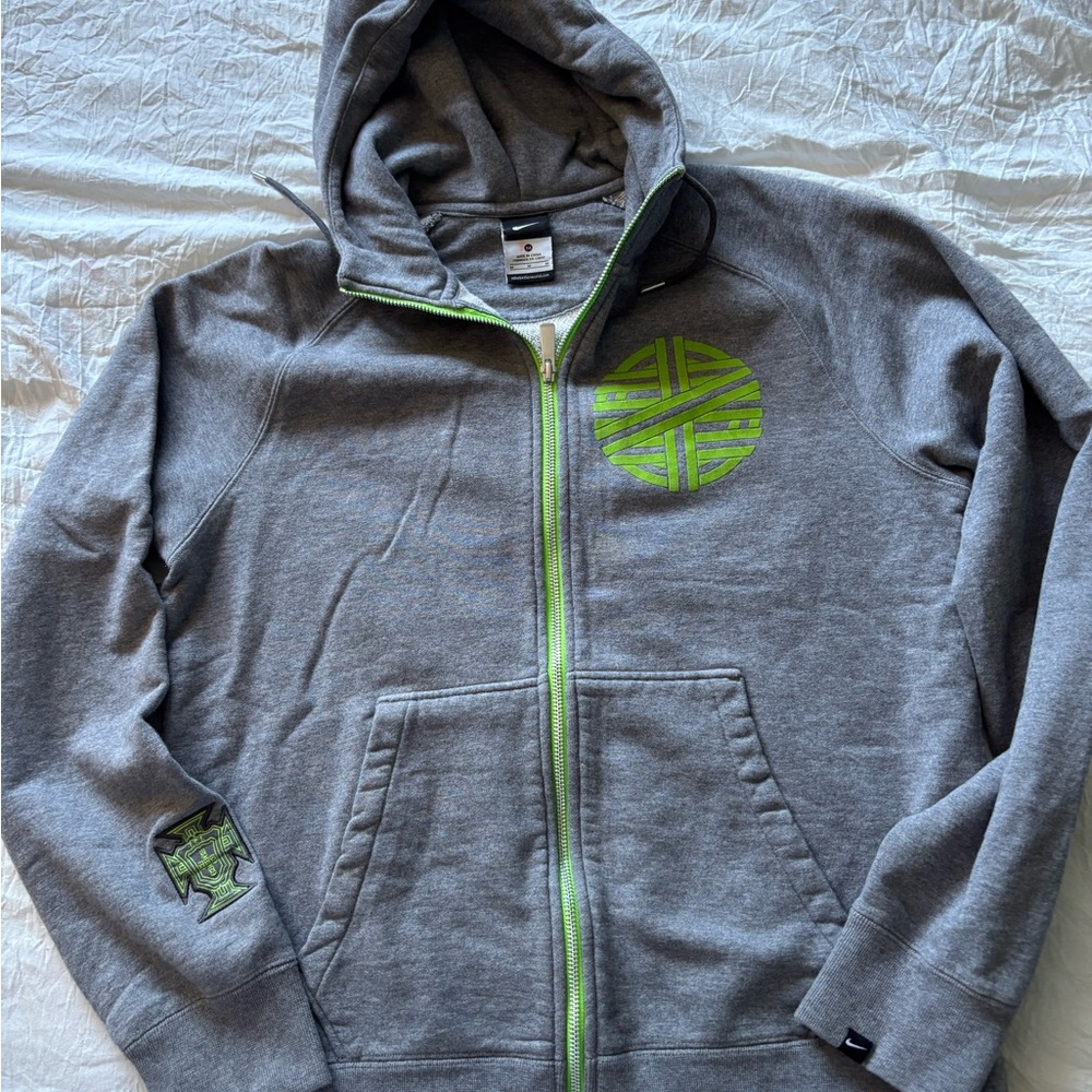 Nike Gray and Green Women's Sweater